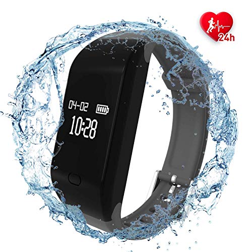 fitpolo Health Fitness Tracker HR - Heart Rate Monitor Wristband,IP67 Waterproof Smart Bracelet with Sleep Monitor, Step Counter, Calorie Counter, Pedometer for Kids Women Men (Grey)