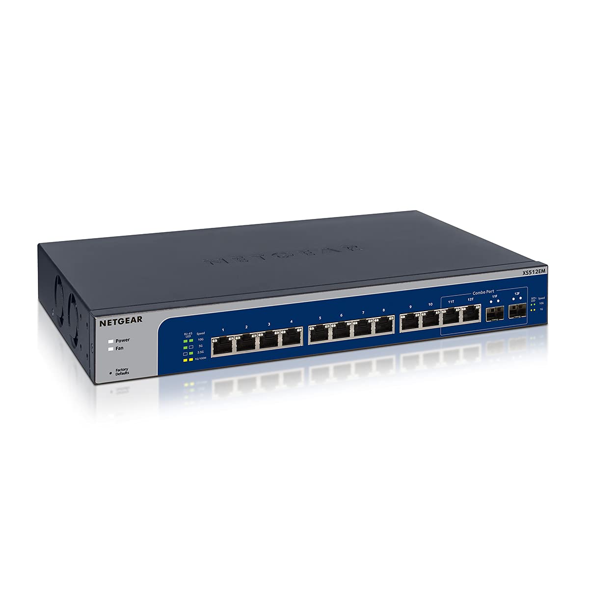 Netgear (Xs512Em) Plus Switch 10Gb Ethernet | Web Manageable Series Plus | 12 Ports Multi-Gigabit | 2 Ports Sfp+ 10 Gigabit, Bureau/En Rack Et Protection À Vie Prosafe