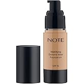 NOTE Mattifying Extreme Wear Liquid Foundation SPF 15 - Full Coverage Foundation Makeup - Matte for Oily and Combination Skin - 04-1 oz