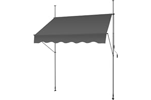 SMONTER Manual Retractable Awning, 78" Non-Screw Outdoor Patio Awning Sunshade Shelter, Height Adjustable Sunshade Patio Door Window Awning Canopy for Backyard, Garden, Balcony, Gray