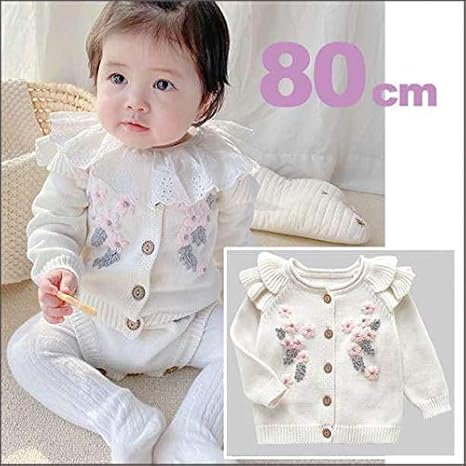 Amazon Co Jp 花柄 刺繍 フリル カーディガン 韓国こども服 女の子 80cm ホビー