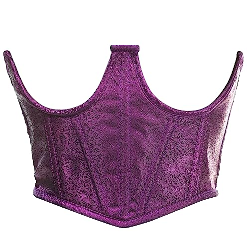 Lavish Lt Purple Brocade Waist Cincher Under Bust Corset w/Front Busk Closure