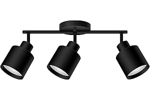 BoostArea 3-Light Led Track Lighting,Black Ceiling Lighting Fixtures,Wall Sconces Ceiling Spotlight with Foldable Light Arms for Kitchen, Closet, Bedroom,GU10 Socket, Bulbs Not Included