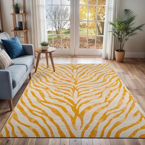 Livabliss Cybele Luanda Geometric Floor Covering 160x220 cm – Scandi Boho Pattern for Living Room, Dining & Kitchen, Easy Care, Mustard, Taupe & Beige