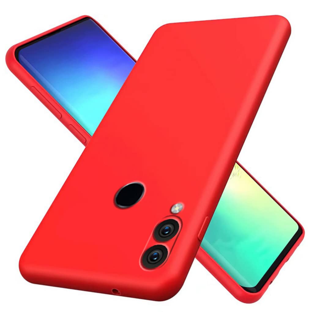 NiaCoCo Compatible with Huawei P Smart 2019/Honor 10 Lite Ultra Thin Shockproof Liquid Silicone Phone Case Soft Gel Microfibre Rubber Stripe Protector Case (Red) — image 1
