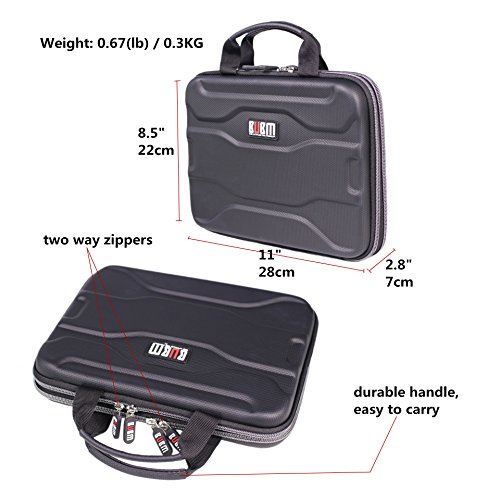 Electronics Organizer Travel Bag Accessories Cable Cord Gadget Gear Storage EVA Hard Cases for 10.5 Inch Tablet Large (Black) - Thumbnail 3