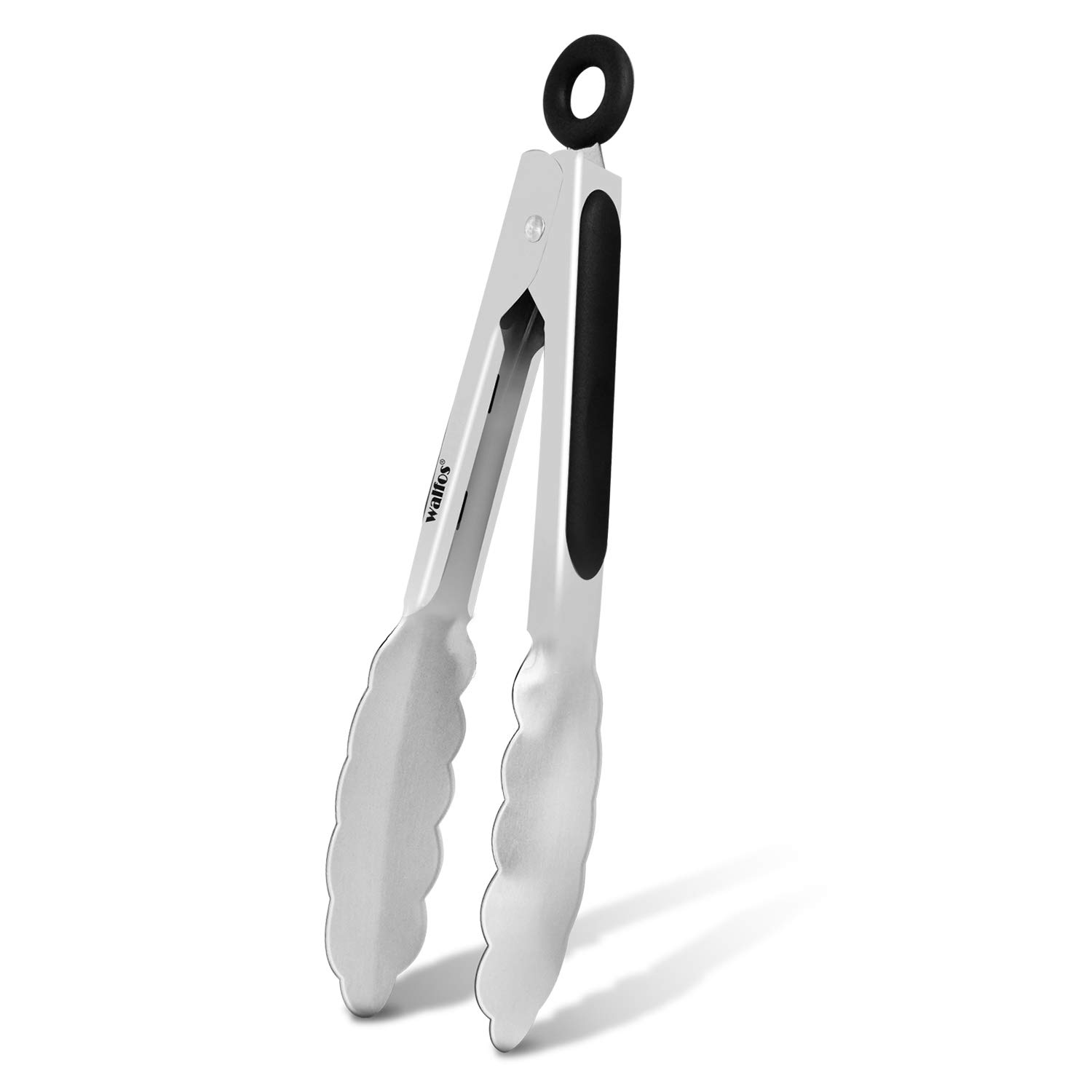Walfos Kitchen Tongs - Mini Heavy Duty Food Tongs, Premium Stainless Steel and Non-Slip Heat Resistant Handle - Great for Cooking, Grilling, Salad