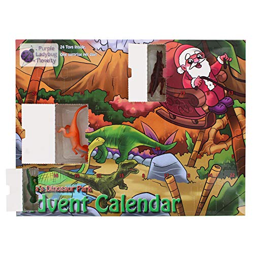 Purple Ladybug Novelty Dinosaur Toys 2019 Advent Calendar for Kids, with 24 Different Dinosaur Figurines Including a Large T-Rex! Great Christmas Countdown Advent Calendars for Boys or Girls!