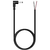 Fancasee 3.5mm x 1.35mm DC Power Pigtail Cable, 3FT 90 Degree Right Angle DC Barrel Male Plug Jack to Bare Wire Power Supply Adapter Repair Cord for CCTV Surveillance Security Camera LED Strip