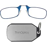 ThinOptics unisex adult Keychain Case + Reading Glasses, Blue, 44 mm US