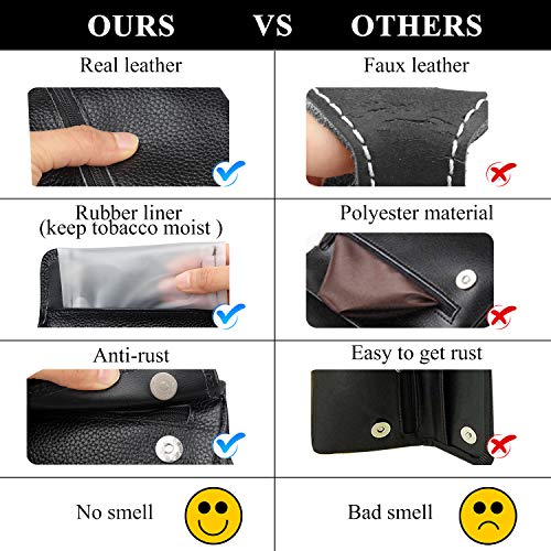 FIREDOG Leather Smoking Pipe Bag Pouch Case for 2 Pipes (Black)