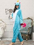 iSZEYU Adult Pajamas Unicorn Costume Onesies for Women Men Teen Girl Animal Onsie Youth,Blue Unicorn,S Fit Height 59