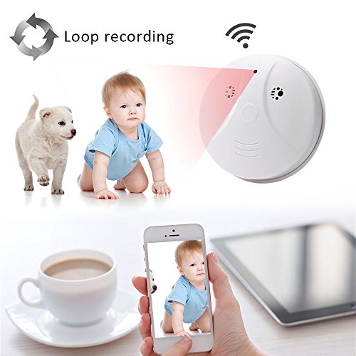 WIFI Smoke Detector Camera 1080P TANGMI Security Camera Wall Mount Motion Detection Video Surveillance Camcorder IP P2P Android iPhone Remote Control - Thumbnail 2
