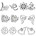 12 Pieces Small Cute Simple Post Stud Earrings Set for Girls Kids Silver Tone Mix and Match