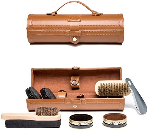 SALE! 9-Piece Travel Shoe Shine Kit. Look Your Best! Great Gift for Men &amp; Women. Sleek Elegant Case, Soft Horsehair Bristle Brush, Instant Shine Sponge, Shoe Polish, Shine Cloth, Gift Box!