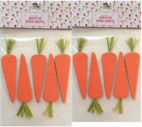 10 Adhesive Carrot Wood Wooden Shapes - Crafts, Bulletin Boards, Scrapbooking