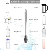selcouth yyds Baby Bottle Brush Long Handle Soft Silicone Cleaner Grey view 5