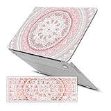 iCasso Macbook Air 13 inch Rubber Coated Soft Touch Hard Shell Protective Case Cover For Apple Laptop Macbook Air 13 Inch Model A1369/A1466 With Keyboard Cover- Pink&White Medallion