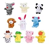 Emorefun Joe 10 pcs Novelty Finger Puppets Set Cartoon Animal Style Soft Velvet Dolls Props Educational Toys for Baby Story Time, Shows, Playtime