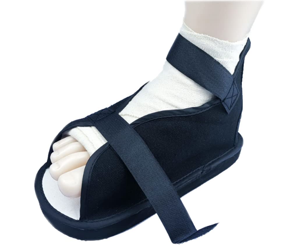 Medical Foot Fracture Plaster Shoe Recovery Footwear Post Surgery Open Toe Heel Shoe Stabilize Fracture Bone Shoe Non Slip One Size for All, Black, M