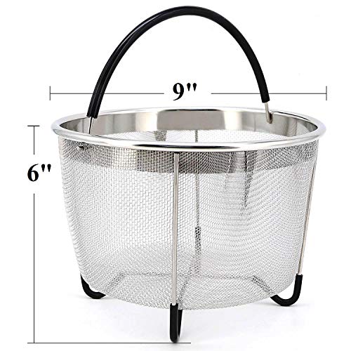 Bonison Stainless Steel Steamer Basket for Instant Pot, with Silicone Wrapped Handle, Custom Fit for 5/6 QT or 8 QT InstaPot Pressure Cooker. Perfect for Steam Egg, Meat, Veggie. (8 QT)