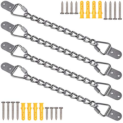 Furniture Anchor Strap Baby Proofing (4 pack) - Metal Furniture Wall Anchor, Childproof Adjustable Cabinet Safety Strap- Dresser Anchor Kit Earthquake Strap - Anchor Furniture to Wall Silver Chrome