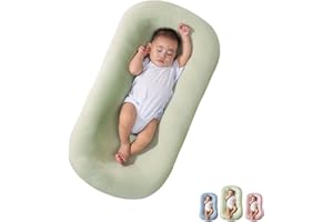 Saanerueen Baby Lounger Pillow for Newborn 0-12 Months, Baby Lounger Sleeping for Baby in Bed - Soft Breathable for Boys & Girls (Green)