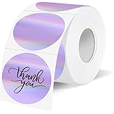 YEGAWEN 1.5" Holographic Direct Thermal Label Stickers, Round Printable Rainbow Glitter Thermal Printer Sticker Labels for Gift Wrapping, Self-Adhesive DIY Custom Logo Design- Purple