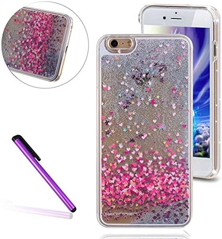 iPhone 4S Case,iPhone 4 Case,iPhone 4S Case for Girls,iPhone 4S Case Liquid,iPhone 4S Case Transparent Clear Hard Liquid Plastic PC Case Cover for iPhone 4,EMAXELERS iPhone 4S Case Cute,[Ultral Thin] [Shock Proof] iPhone 4S Pink Hearts Christmas Series Painted Glitter Bling Sparkly Hard Liquid Flowing Skin Case Cover for iPhone 4 4S + 1 Stylus Pen,Pink Hearts