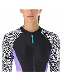 Bañador de manga larga para dama (estampado geométrico, protección solar UV 50+)