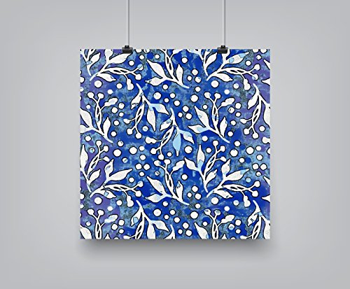 Americanflat Poster Print - Blue Watercolor Leaf Pattern - Square -
Lebens Art, 18" x 18"