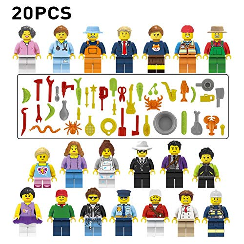 Eilane Set of 20 Imagination Generation Little Professionals Character Set Community Dollhouse Figures Play People Cartoon City Professional Building Blocks
