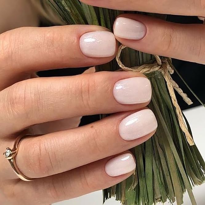 24PCs Press On Nails, Short Square Medium Shape, Solid Dark Color Fake Nails, Stick on Nails Glue on Nails Short Coffin False Nails (Ivory) - Image 4