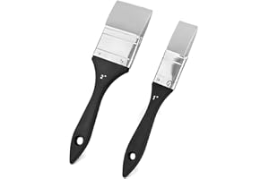 QWORK Paint Brush, Silicone Color Shaper Brush, 2 Pcs (1 inch,2 inch) Solid Flat Flexible Acrylic and Water Based Painting To