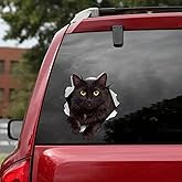 2 pcs 3D Black Cat Funny Car Bumper Sticker,6 Inch Vinyl Decal, Waterproof,Die-Cut for Cars,Windows,Laptops