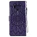 Samsung Note 9 Case,Galaxy Note 9 Wallet Case,Galaxy Note 9 Flip Case PU Leather Emboss Mandala SUN Flower Folio Magnetic Kickstand Cover with Card Slots for Samsung Galaxy Note 9 Purple