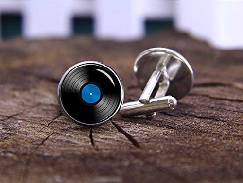Vinyl Record Cufflinks, Gramophone Record Cufflinks &amp; Tie Clip, Wedding Gifts for Groom, Custom Dj Cuff Links, Record Tie Tack, Wedding Gift