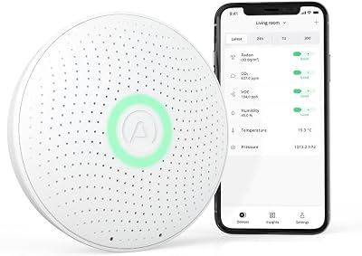 Airthings Wave Plus Radon and Air Quality Monitor - CO2 VOC Humidity Temp