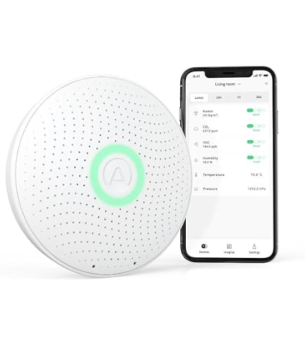 AQItech 8-in-1 Indoor Air Quality Monitor - Detects CO2, Formaldehyde, TVOC, Temp & Humidity With Alarm (Pearl White)