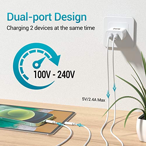 iPhone Charger Wall Plug MFi Certified Dual USB Wall Charger Block