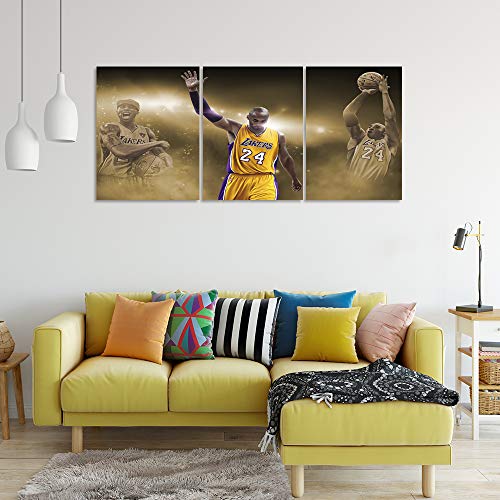 UNBRUVO 3 Panels Wall Art Kobe Bryant Posters Canvas Painting