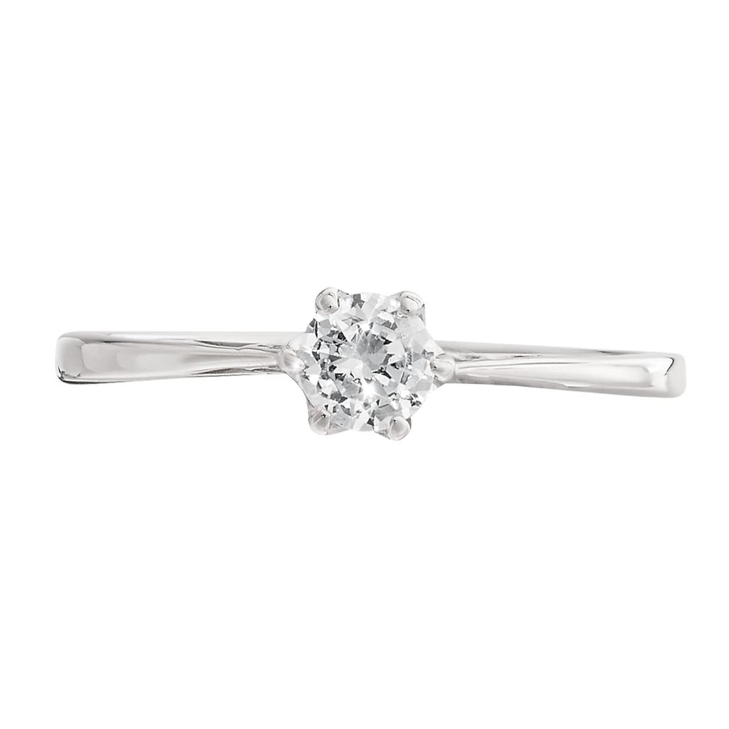 anillo de compromiso de diamantes de oro blanco con diamante solitario de