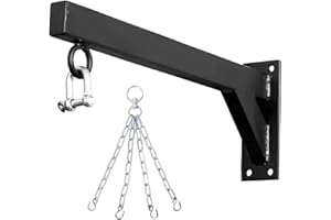 JP ADVANCE CHOICE Punch Bag Wall Bracket by JP Sports - 18inch Heavy Duty with D-Shackle Swivel, Chain & Fixings Materials