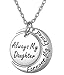 Daughter Necklace from Mom, Dad I Love You To The Moon and Back Heart & Moon Pendant Necklace for Women (Always My Daughter - Crescent Moon Silvertone)