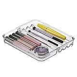 mDesign Cosmetic Organizer Tray for Vanity Cabinet to Hold Makeup Brushes, Eyeliner, Beauty Products - Clear