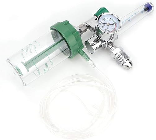 Oxygen Inhalator Meter, 1-10L/Min Oxygen Meter, Portable Manual Valve Pressure Gauge Oxygen Flow Meter Pressure Reducer Oxygen Inhaler, Outlet Male Thread G5/8-14 (CGA540)