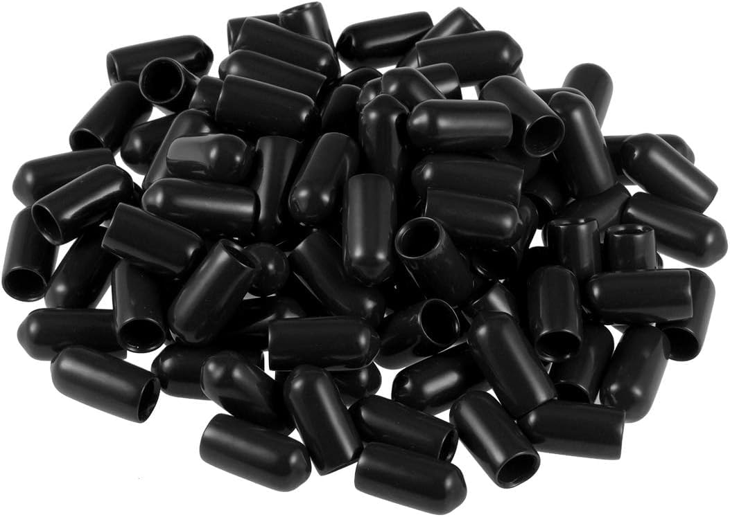 MACHSWON 100pcs Rubber End Caps 6mm ID, Vinyl Round End Cap Cover Screw Thread Protectors Tube Bolt Cap for protection of Screws Tubes Cables Wires, etc — image 1