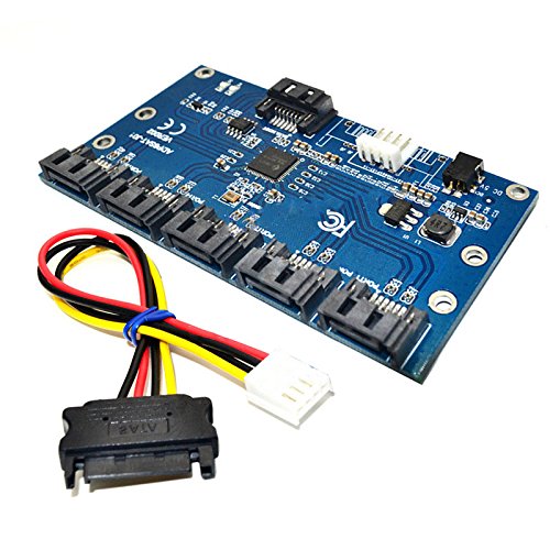 Qjoy Adapter Card SATA 1 to 5 Port Converter SATA Port Multiplier Riser Card Hub