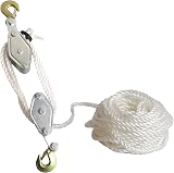 Nisorpa 1.8 Ton Rope Hoist Pulley Block 20m Nylon Garage Lifting
