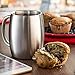 FineDine Double-Wall 18/8 Stainless-Steel Coffee Mugs with Spill-Resistant Lids Insulated Coffee Travel Mug with Comfortable Handle for Hot & Cold Drinks, Shatterproof Coffee Cups, 14 Oz. (Set of 4)